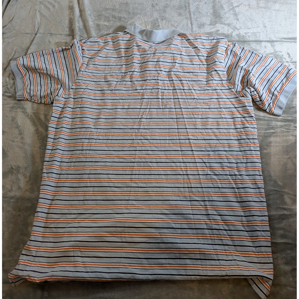 VTG Polo Ralph Lauren Shirt Men's Orange Blue Striped Short Sleeve Gold Pony XLT - Picture 4 of 4